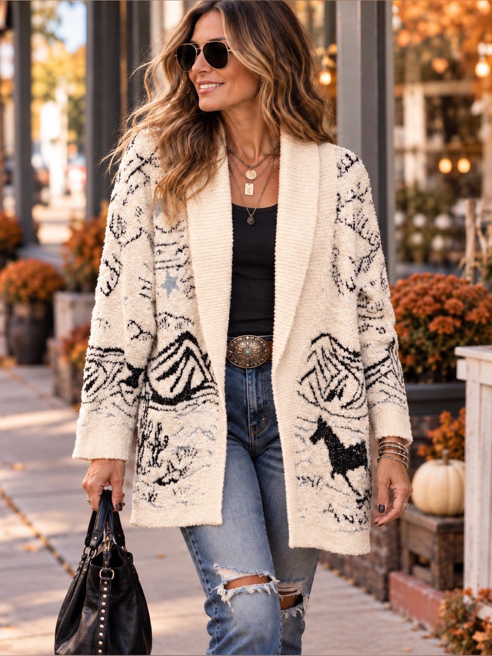 DREAMERS BY DEBUT HORSE CARDIGAN